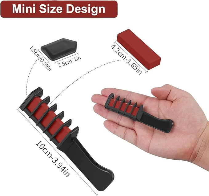 MSDADA New Hair Chalk Comb Temporary Hair Color Dye for Girls Kids with Light Color Hair, Washable Hair Chalk for Girls Age 4 5 6 7 8 9 10 Birthday Cosplay DIY, Christmas, New Year(Red)