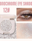 Glitter Shimmer Sparkle Eyeshadow Palette Makeup for Older Women, Silver Glitter Shimmer Metallic Holographic Multichrome Cream Iridescent Single Monochrome Eye Shadow Makeup, 12