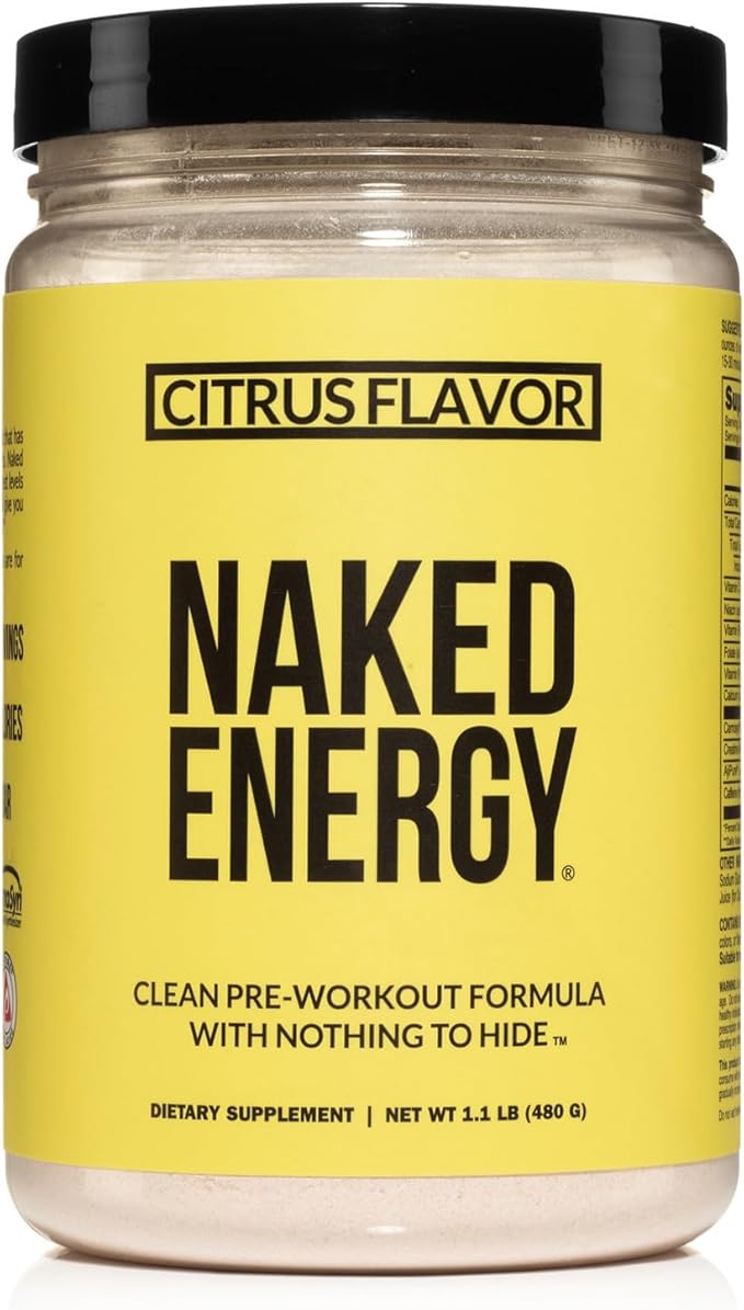 Naked Citrus Naked Energy - Citrus Flavored Clean Pre Workout Supplement for Men and Women, Vegan Friendly, No Added Sweeteners, Colors Or Flavors - 30 Servings