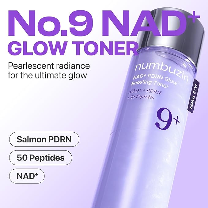 numbuzin No.9 Toner | NAD+ PDRN Glow Boosting Toner | Korean Skincare for Glowing, Firming, Wrinkles, Fine Lines | Salmon PDRN, Peptides | Essence for Aging, Dull Skin | 5.07 fl. Oz