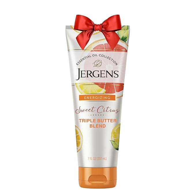 Jergens Sweet Citrus Body Butter, Hand and Body Lotion, Moisturizer for Women, Lotion with Essential Oil for Indulgent Moisturization, 7 Oz