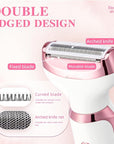 Women's Electric Razor Bikini Trimmer, 4-in-1 Cordless Shaver for Face, Legs, Underarms, Pubic Hair – Wet/Dry Use, Painless Hair Removal