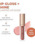 Beauty For Real Lip Gloss + Shine, Nudist - Beige Nude Pink - Non-Sticky Plumping & Hydrating Gloss - Light & Mirror In Cap - Contains Marine Collagen - 0.15 fl oz