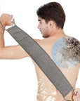 Loofah Back Scrubber for Shower, Natural Soft Flax Back Exfoliator Cleaner for Shower Acne, Extra Long Back Scrub Washer, Dual-Sided Bath Exfoliating Scrubber, Deep Clean&Invigorate Skin for Men/Women