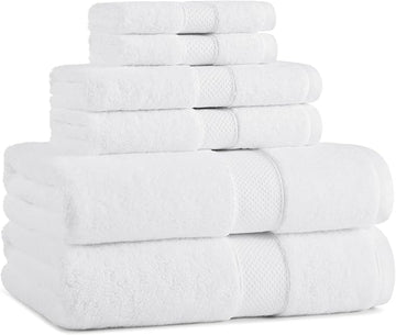Aston & Arden Egyptian Bath Towel Set - Oversized Ultra Soft Thick & Absorbent, 100% Ringspun Egyptian Cotton Bathroom Towel for Spa, Hotel, 600 GSM, White