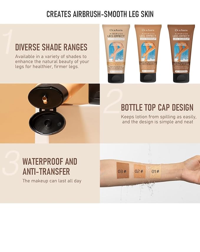 Leg Makeup Waterproof No Transfer,Flawless Looking Leg and Body Scar Cover up Makeup, Easy Application for All Skin Tones. (3# Bronze)