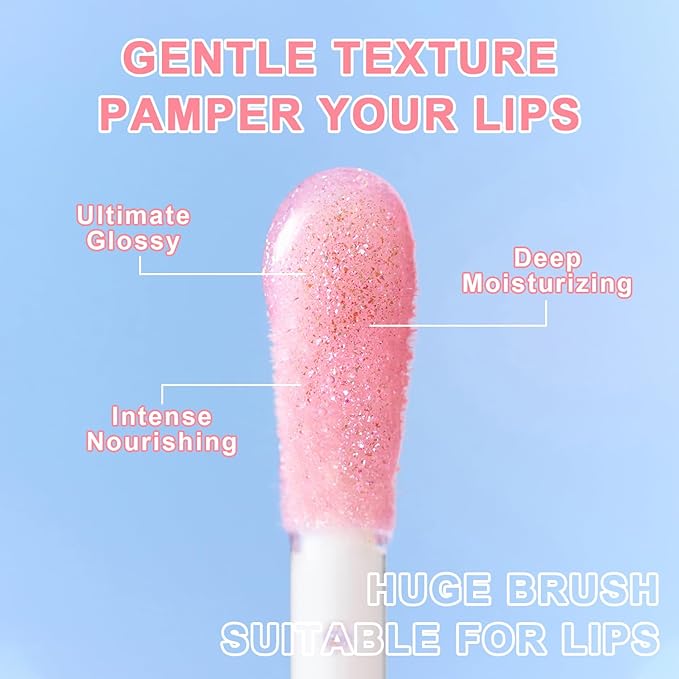 6 PCS Hydrating Lip Oil, Big Brush Head Lip Glaze Shiny Transparent Lip Glow Oil, Nourishing & Non-sticky Long Lasting Fresh Clear Smooth Lip Care Plumping Lip Oil (SET A)