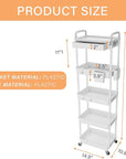 5 Tier Rolling Utility Cart with Drawer,REBECAT Utility Cart Made of Multifunctional Storage Organizer Tool for Kitchen,Bathroom,Living Room,Office(White)