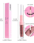 evpct Dark Bronze Metallic Shimmer Lip Liner and Lipstick Combo Lip Gloss Stains Set Makeup for Women Long Lasting Waterproof 24, Iced Mocha Frosted Metallic Glitter Glossy iridescent Liquid Lipstick