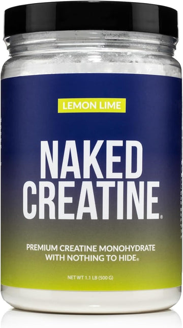 Naked Pure Micronized Lemon Lime Creatine Monohydrate - 42 Servings - 500 Grams, 1.1Lb Bulk, Vegan, Non-GMO, Gluten Free, Soy Free. Aid Strength Gains, No Artificial Ingredients Creatine