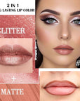 evpct Bronze Gold Metallic Glitter Lip Liner and Lipstick Combo Lip Gloss Stain Set Makeup for Women Long Lasting Waterproof 24, Rose Gold Metallic Shimmer Frosted Iridescent Glossy Liquid Lipstick 14