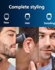 Philips Norelco Multigroom 3000 Series, All-in-One Trimmer, Beard Trimmer and Hair Clipper, 15-Piece Men's Grooming Kit for Head, Beard, Face, Nose, Ears, No Blade Oil Needed, Soft Pouch, MG3770/40