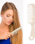 Large Wide Tooth Hair Comb, LADYAMZ [Tortoise Shell] Cellulose Acetate Round Tooth Comb for Straight/Curly Hair,Short/Long Hair Women Men or Kids, Easy Detangling Wet or Dry, Anti-static (White)