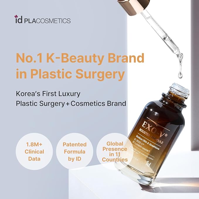 idplacosmetics EXO-V Booster Ampoule 1.01 fl.oz (30ml) – Exosome Serum (720,000 PPM) with PDRN & Glutathione, Korean Skincare Microneedling Serum, for Smoother-Looking Texture & Elasticity Support.