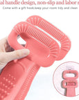 Inmorven Exfoliating Back Scrubber for Shower with Handles, 30 Inch Double-Sided Back Exfoliator Body Scrub Towel, Exfoliating Washcloth Bath Tool for use in Shower, Clean Skin for Men & Women (Pink)