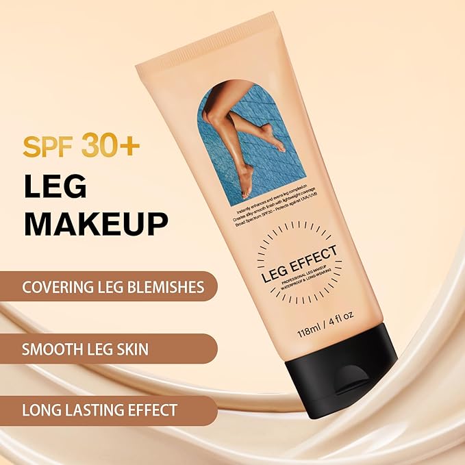 Legs Makeup Waterproof with Brush - Medium Body Concealer, Tattoo & Scar Cover Up, Long Lasting, Transfer Proof, Easy Application for Flawless Looking Legs, All Skin Tones (#1)
