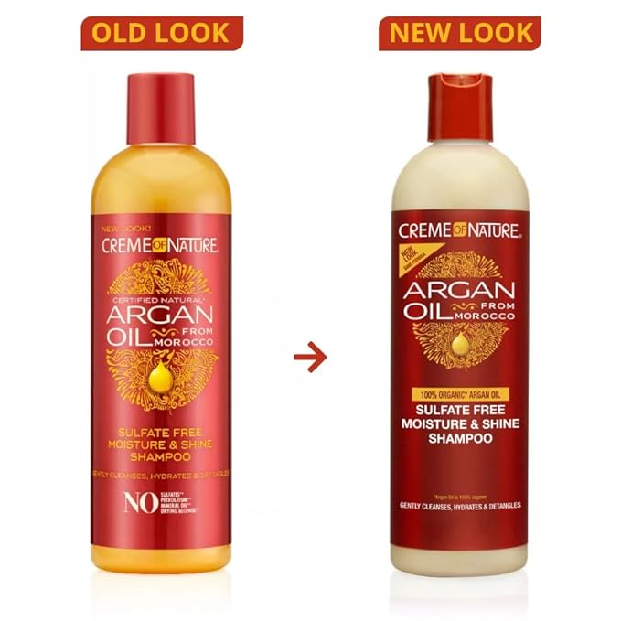 Creme of Nature Argan Oil Shampoo, Moisture & Shine Shampoo, Sulfate Free Hair Care Formula, Nourishes, Hydrates, Detangles, 12 fl. oz.