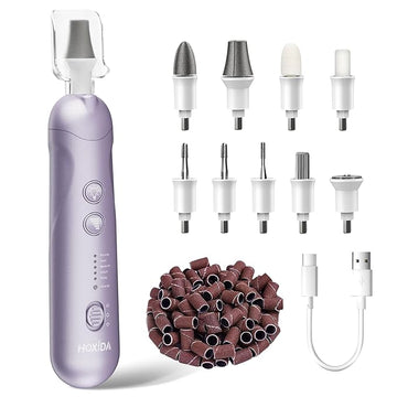 Professional Manicure Pedicure Kit, Cordless Electric Nail File Set, Rechargeable Pedicure Tools for feet, 5 Speeds Hand Foot Care Nail Drill for Thick Nail Toenail Cuticle Women Men Baby Pets-Purple