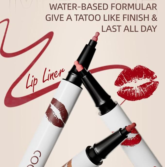 Longwear Liquid Lip Liner, Matte Lip Tint Stain Marker Pen, 2 in1 Liquid Lipstick & Lip Liner Pencil, Long Lasting Waterproof Lip gloss for Women, Fuller Lips Makeup (05+06)