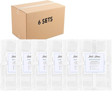 Arkwright Bath Towels Set of 6 - (Case of 36) Super Soft 100% Cotton, 600 GSM Quick Dry & Absorbent, Luxury Bathroom Essentials with 12 Shower Towels, 12 Hand Towels and 12 Washcloths, Dove White