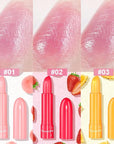 evpct 6Pcs Peach Strawberry Black Red Cherry Watermelon Blueberry Pineapple Tinted Lip Balms PH Lip Color Changing Lipstick Stain Set Queen for Women Girls Korean Mood Pink Lipstick Lip Tint Gloss