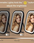Travel Mirror with Lights, Small LED Makeup Mirror with Lights,Portable Desk Mirror 1200mAh Battery,3 Color Modes,Dimmable Touch Screen, Tabletop Folding Compact Mirror,Women Gift