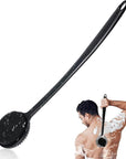 VWMYQ Silicone Back Scrubber for Shower, 17in Lengthen Long Handle Body Brush, Double Sided Shower Brush for Shower Exfoliating and Massage Can Produce Rich Foam, Long Handle Back Scrubber for Men.