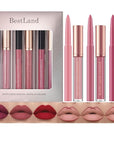 BestLand 6Pcs Matte Liquid Lipstick + Lip Liner Pens Set, One Step Lips Makeup Kits Pigment Velvety Nude Lip Stain Waterproof Long Wear Lip Gloss Make up Gift Set (Pure Romance Bundle)