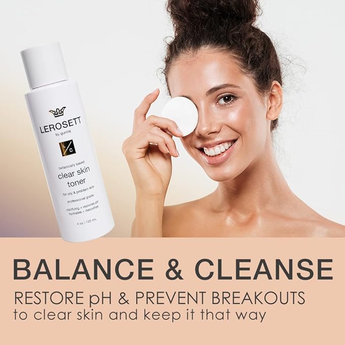 LEROSETT Toner for Clear Skin Aloe Vera Based Toner with Glycolic Acid & 10 Calming Botanicals Helps Reduce Irritation, Future Blemishes, Blackheads, and Tightens Pores, Natural, Vegan - 4 oz