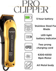Supreme Trimmer Pro Clipper All Metal w/Fade Blade | 300 Min Run Time Professional Clipper Set, Cordless Beard Trimmer | STC5030 Gold