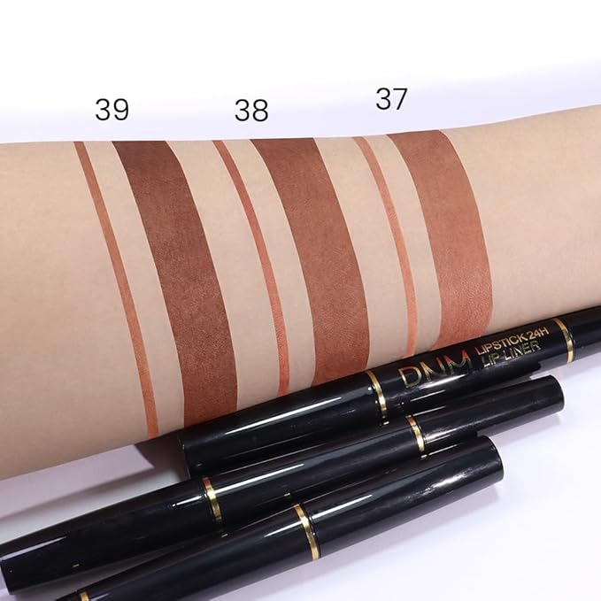 2-in-1 Dark Brown Lip Liner & Lipstick Set Kit for Women, Matte Lips Kit with Lip Liner Lip Stains Long Lasting Waterproof 24 Hour Lipstick and Lip Liners Combo Lipliners Pencil Set 39