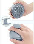 HEETA Scalp Massager Hair Growth, Soft Silicone Scalp Scrubber Shampoo Brush for Exfoliation, Dandruff Removal Head Massage Stress Relax, Wet & Dry Use for Thick Thin Curly Hair Care, Sky Gray