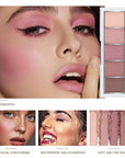 evpct 5 Colors Matte Nude Eye Shadow Palette Makeup for Older Women, Nude Pink Rose Mauve Brown Cocoa Matte Cream Mini Eyeshadow Palette for Blue Green Eyes, Contour Makeup Palettes, sombras de ojos