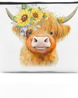 Western cosmetic bag highland cow