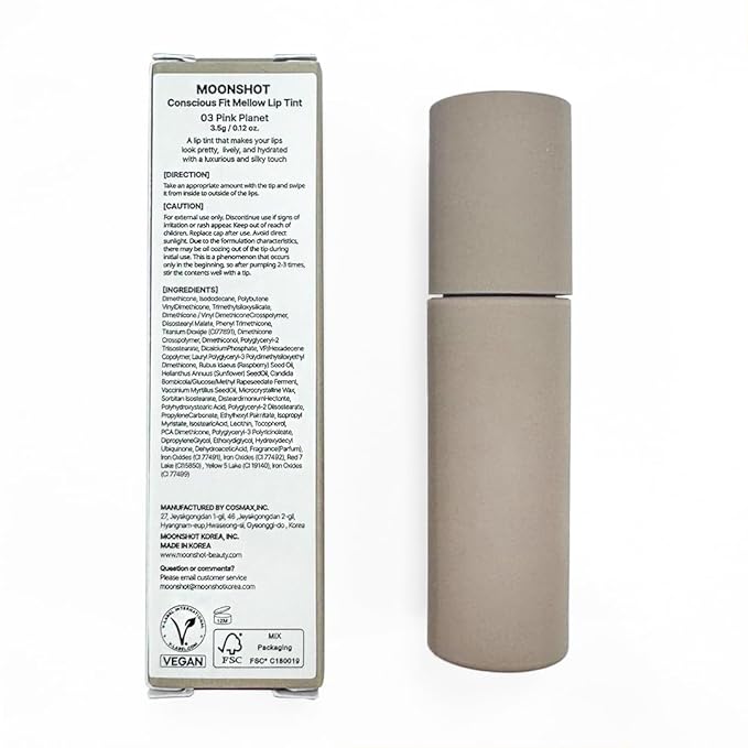Moonshot KOREA Conscious Fit Mellow Lip Stain Longwear, Weightless, Not Animal Tested,Glow-Boosting, Long-Lasting, Comfortable, Non-Sticky,k-beauty, (Pink Planet, 03)