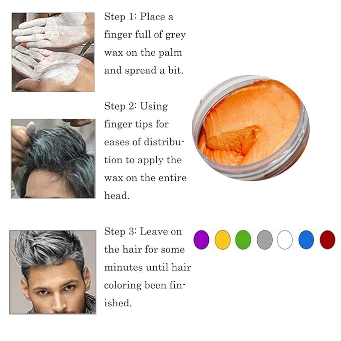 Orange Hair Color Wax, Instant Hairstyle Cream 4.23 oz, Temporary Natural Hair Wax for Party, Cosplay, Halloween, Daily use, Date, Clubbing (Orange)