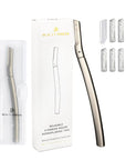 Eyebrow Razor with 6 Blades & Travel Case – Face Razors for Women & Men, Eyebrow Trimmer Shaper with Precision Cover, Facial Shaver & Dermaplaning Tool for Smooth Skin (Silver)