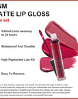 evpct 3Pcs Mauve red Berry pink Rose red Matte Liquid Lipstick Sets for Women 24-hour Matte+Lipstick Lipstick Lip Stain Gloss Long Lasting 24 Smudge Waterproof