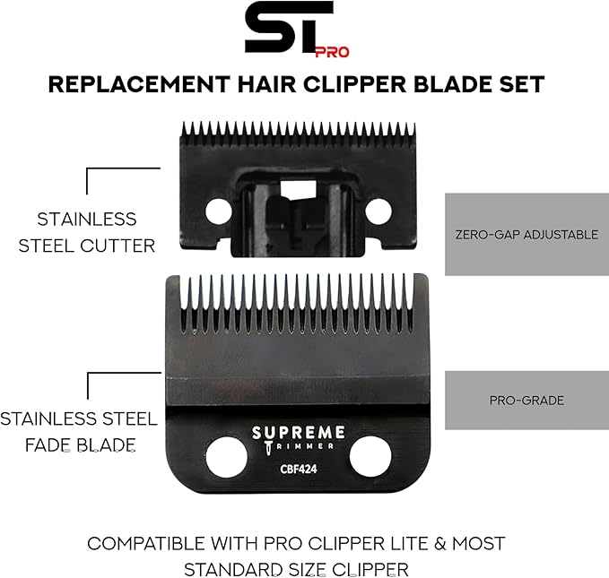 Supreme Trimmer Pro Clipper Lite | 210 Min Run Time Professional Hair Cutting Tool Set + Hair Comb, Scissors & Fade Blade | STC5000