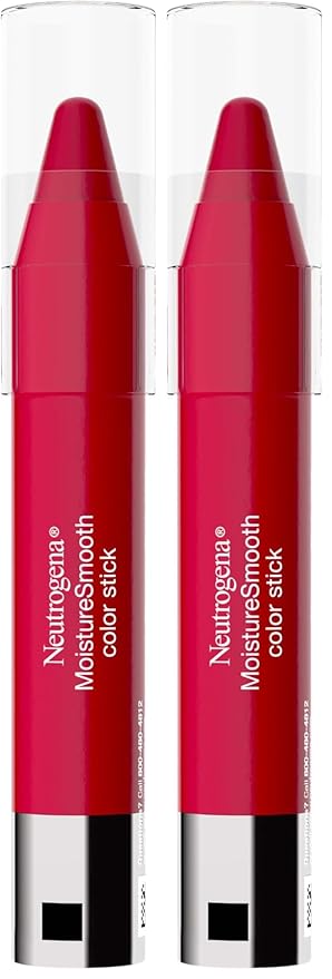 Neutrogena MoistureSmooth Color Stick for Lips, Moisturizing and Conditioning Lipstick with a Balm-Like Formula, Nourishing Shea Butter and Fruit Extracts, 150 Cherry Pink, .011 oz (Pack of 2)