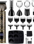 Beard Trimmer Kit Professional Hair Clipper Zero Gapped T-Blade Electric Shaver Razor Nose Body Trimmer for Men Cordless Grooming Kit 7 in 1