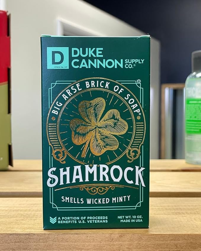 Duke Cannon Big Arse Brick of Soap – Shamrock, 10 oz – Triple-Milled, Long-Lasting Bar Soap with Wicked Minty Scent, Limited Edition (Pack of 3)