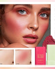 Soft Creamy Blush Stick,On-the-Go Blush,2-in-1 Cheek and Lip Tint,Waterproof Hydrating Solid Natural Moisture Smooth Blendable Matte Finish Face Blush Makeup,02 hot red