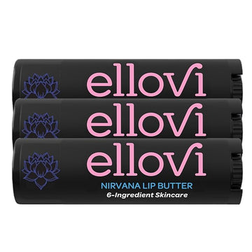 Ellovi Natural Lip Butter Lip Balm - Nirvana - Pure Enough to Eat - Made With Just 6 Vegan Ingredients - 100% Natural & Organic Moisturizing Lip Care for All Day Hydration (3-Pack)