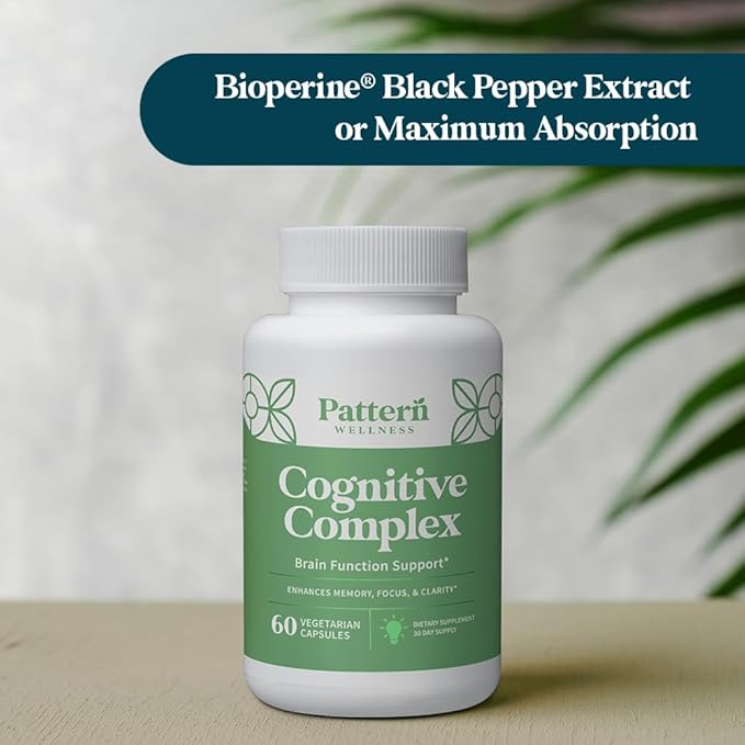 Pattern Wellness Cognitive Complex Supplement - Enhance Memory, Focus, and Clarity - Brain Health Support - 60 Vegetarian Capsules