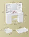 VASAGLE Kailyn Collection - Vanity Desk with Mirror and 9 LED Bulbs, Vanity Makeup Table with Power Outlets, Dressing Table with 2 Cabinets, for Bedroom, Cloud White URDT142WB01S