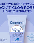 Coppertone Every Tone Sunscreen Lotion SPF 50, Lightweight, Rubs on Clear Sunscreen for All Skin Tones, Formulated with Nourishing Vitamin E, 7 Fl Oz Tube