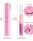 evpct Light Rose Pink Metallic Glitter Lip Liner and Lipstick Combo Lip Gloss Stain Set Makeup for Women Long Lasting Waterproof 24, Pink Metallic Shimmer Frosted Iridescent Shiny Liquid Lipstick 10