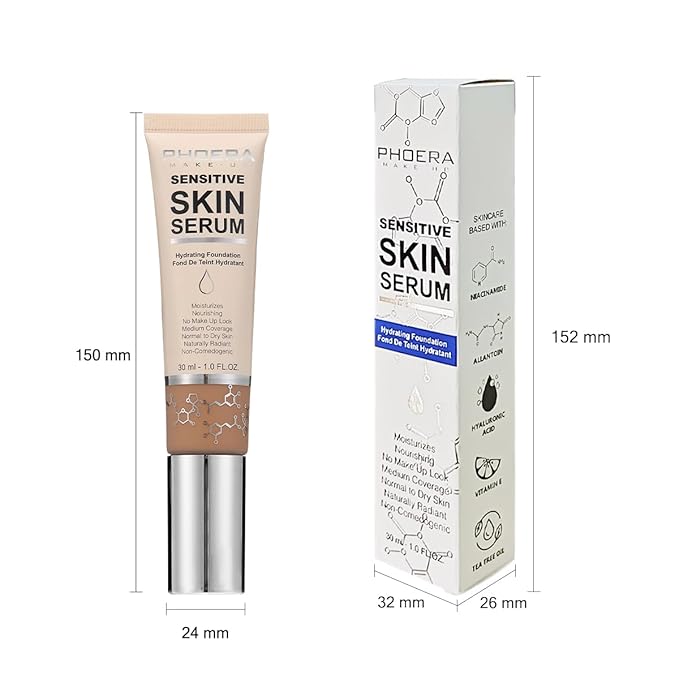 PHOERA Essence Foundation,Hydrating Waterproof and Light Long Lasting (N06 Mocha)