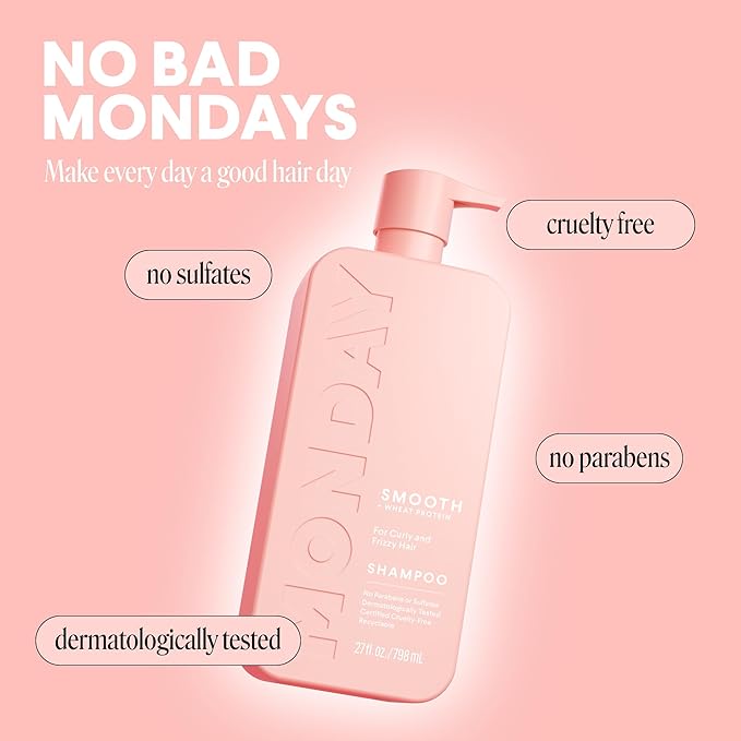 MONDAY HAIRCARE SMOOTH Shampoo with Wheat Protein & Avocado Oil for Frizz-Prone Hair 798 mL